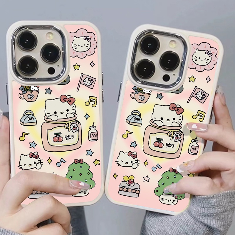 IPHONE Casing Ponsel Silikon Kucing Lucu Kompatibel Untuk Iphone14 13 12 11 Pro Max XS X XR 8 +7Plus Casing Lembut Shockproof Metal Buttons Cover Cell Precticer