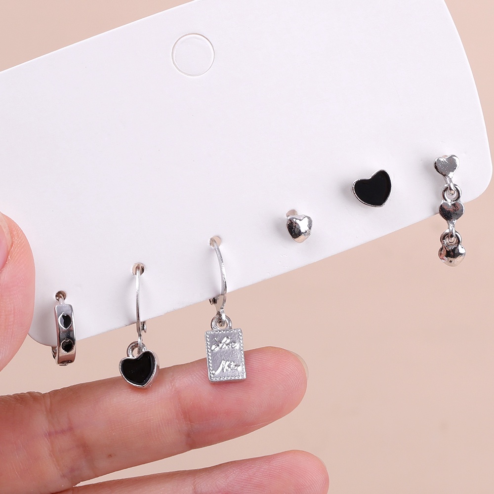 6pcs /Set Tindik Untuk Telinga Asimetris Menjuntai Anting Simple INS Gaya Telinga Perhiasan Aksesoris Pesta Tidak Teratur Untuk Wanita Cinta Hati Lingkaran Stud Earrings Bentuk Geometris Y2K