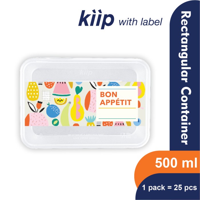 KIIP THINWALL RECTANGLE FOOD CONTAINER 500 ML- BON APPETIT (ISI 25PCS)