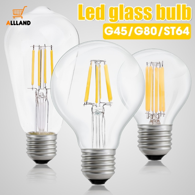 Bohlam Vintage Edison Clear Glass/Bohlam Lampu Filament Aluminium Pengganti/ Perlengkapan Lampu Dekorasi Cafe Halaman Rumah