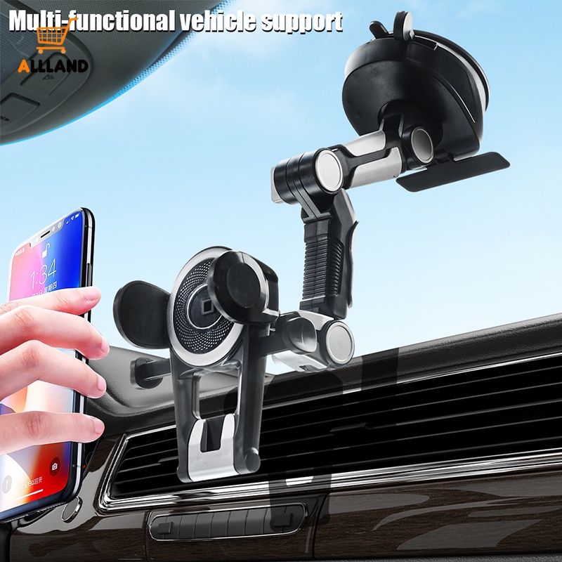 1pc Dudukan Ponsel Mobil Tipe Suction Cup Multifungsi/ Stand GPS Mobil Lipat Dapat Diputar 360derajat/ Bracket Smartphone Kendaraan Universal