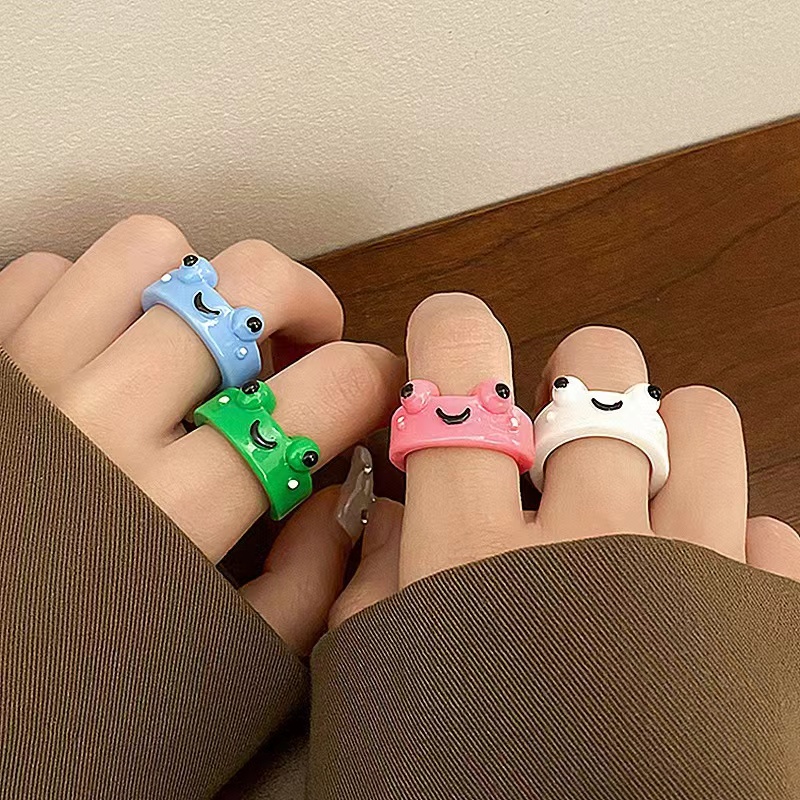 Cincin Katak Kesepian Lucu Sederhana Kartun Cincin Teman Pasangan Lucu Hadiah Siswa Perhiasan In Style