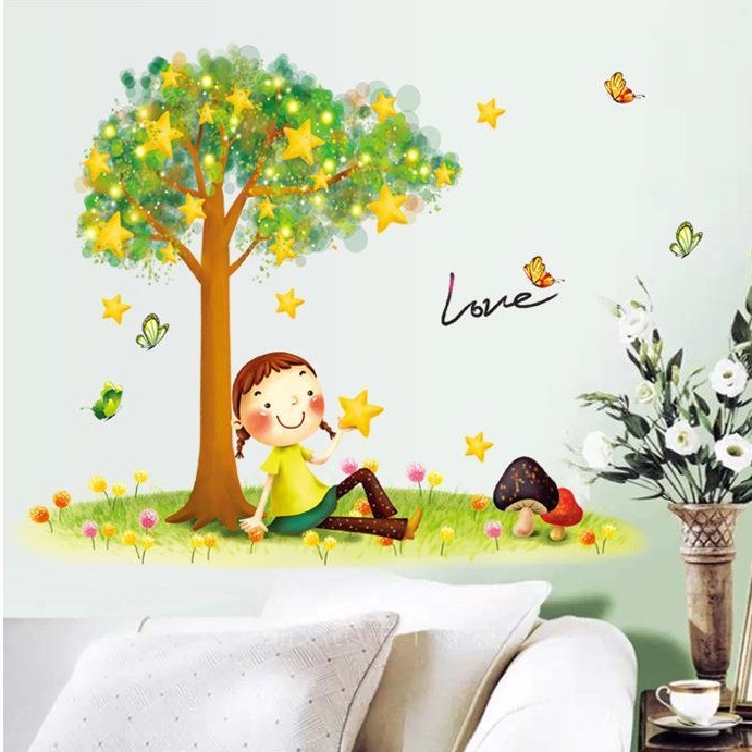 Wallstiker Dinding Pohon Bintang Kids MJ9511 Wall Sticker Kamar Tidur Anak Aesthetic