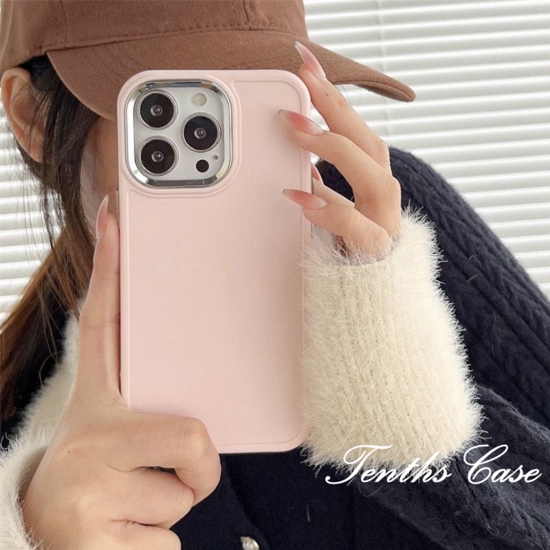 Softcase iphone Untuk Iphone 15 14 13 12 11 Pro Max X Xr Xs Max7 8 Plus Gaya Warna Solid Cincin Lensa Metal