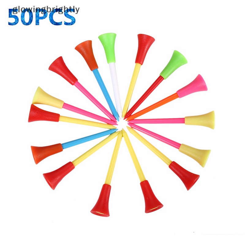 [glowingbrightly] 50pcs /bag Tee Golf Plastik Multi Warna 83mm Bantalan Karet Tahan Lama Top Golf Tee TFX