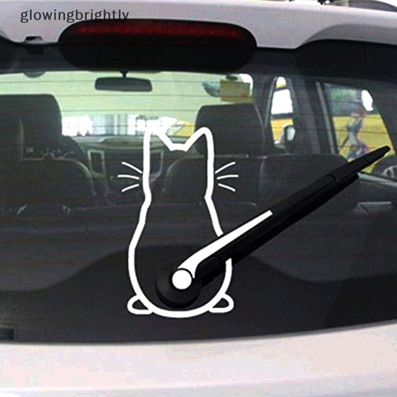 [glowingbrightly] Stiker Mobil Kucing Ekor Bergerak Lucu Stiker Wiper Jendela Stiker Kaca Belakang TFX