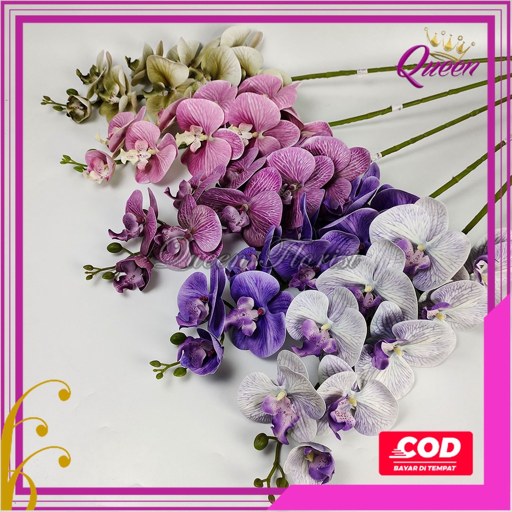 Bunga Anggrek Bulan Latex X9  - 1 PCS Bunga Anggrek Artificia - Bunga Dekorasi - Bunga Import Murah