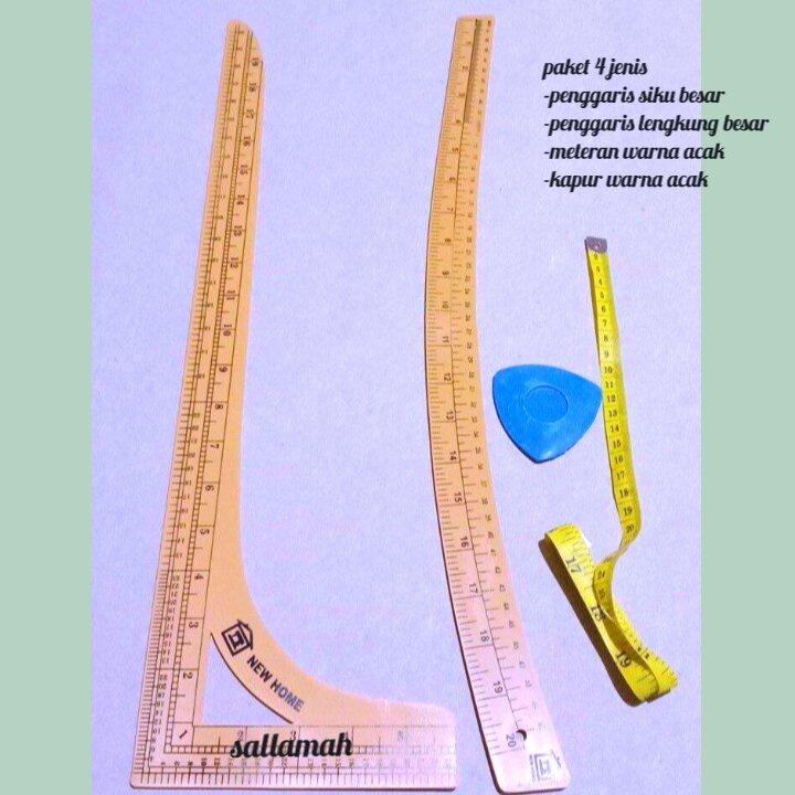 

penggaris pola jahit 1 set \ penggaris siku besar+penggaris lengkung besar+meteran +kapur kain \ Alat jahit \ kebutuhan menjahit \ \ sallamah ,.\