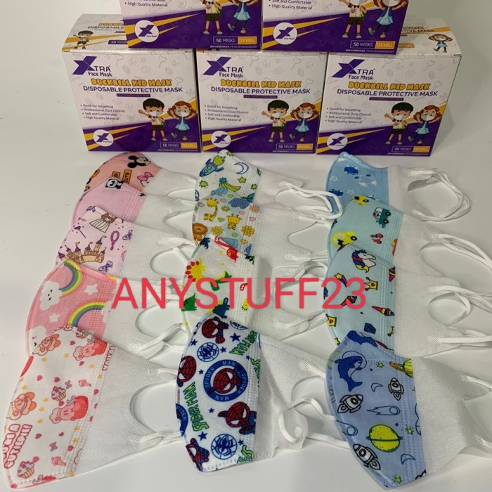 TERLARIS masker duckbill anak careion 50pcs - Motif anak Cowo