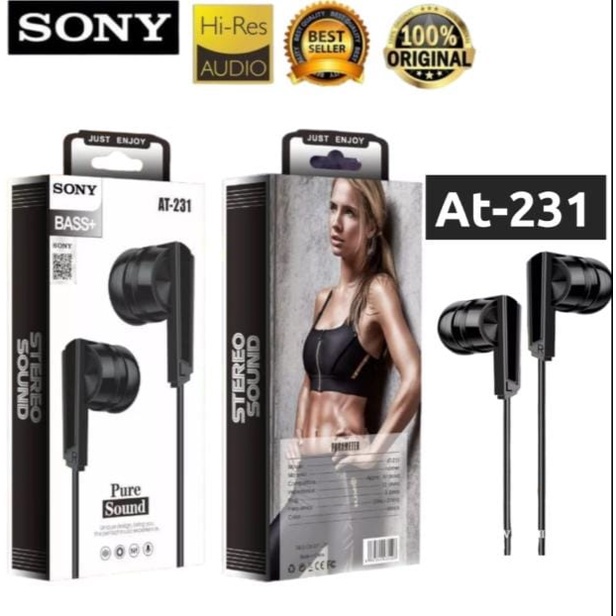 (Bergaransi) Handsfree  AT-231 King Bass Earphone  AT231 Bass Jernih / Headset