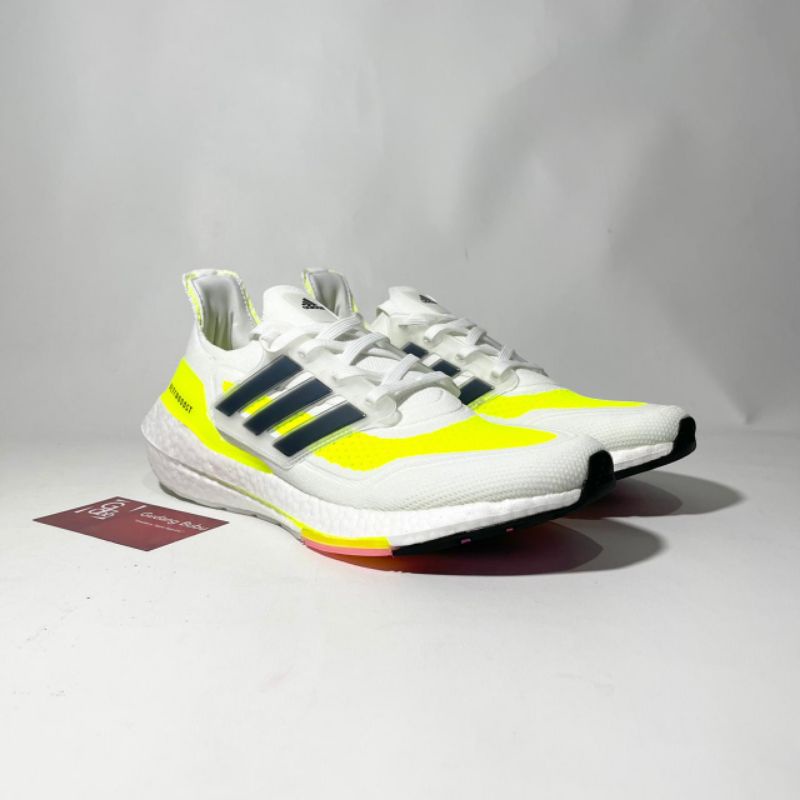 Sneakers Adidas Ultraboost 21 2021 Cloud White Solar Yellow BNIB ORIGINAL BASF ADIDAS BOOST Sepatu S