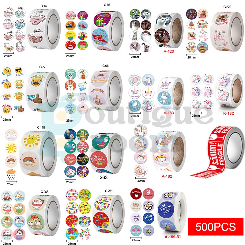 

500 PCS / 1 ROLL STIKER TERIMA KASIH / STICKER THANK YOU Stiker Terima Kasih