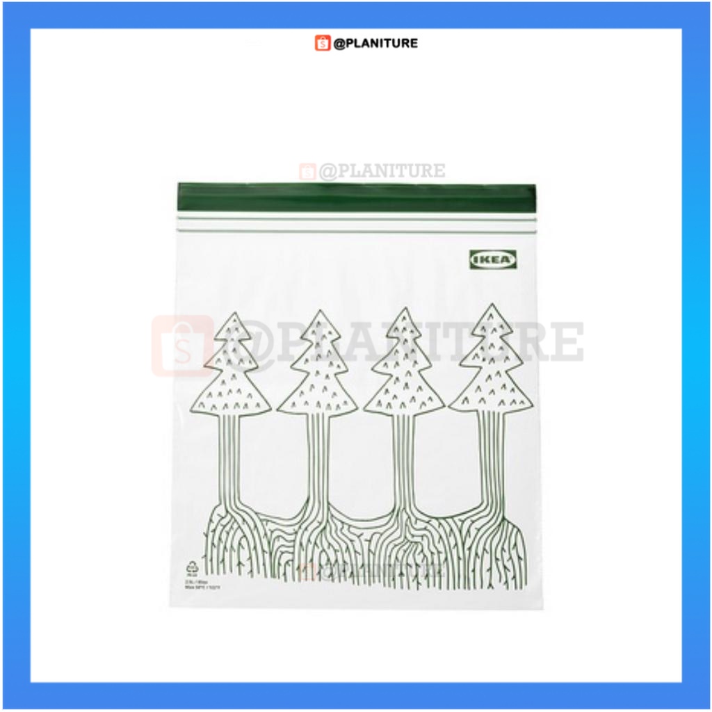 [COD] IKEA ISTAD 2,5 L ISI 25 Kantong plastik makanan zipper penutup berpola motif hijau MINIMALIS E