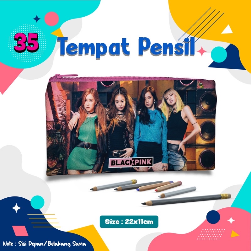 

Sovenir new Pencil Case Black Pink #035 Tempat pensil Custom nama Foto souvenir kostak Kotak Pouch dompet