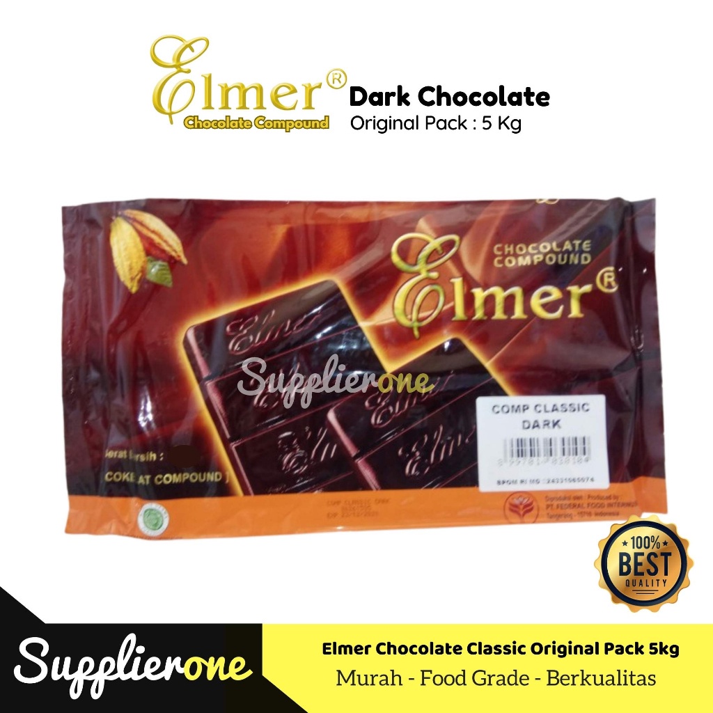 

Elmer Compound Dark Chocolate 5 Kg / Elmer Compound Classic Dark 5 kg / Cokelat Batangan Elmer