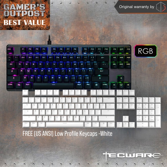 Tecware Phantom L Low Profile Mechanical Keyboard - Cokelat