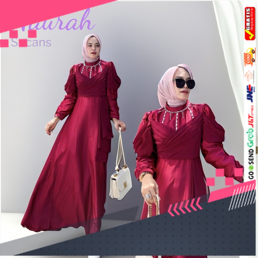 BAJU GAMIS MODEL BARU TERMURAH STYLE TRENDY /NAURAH Gamis: Maxmara velvet Mewah Premium untuk Pesta,