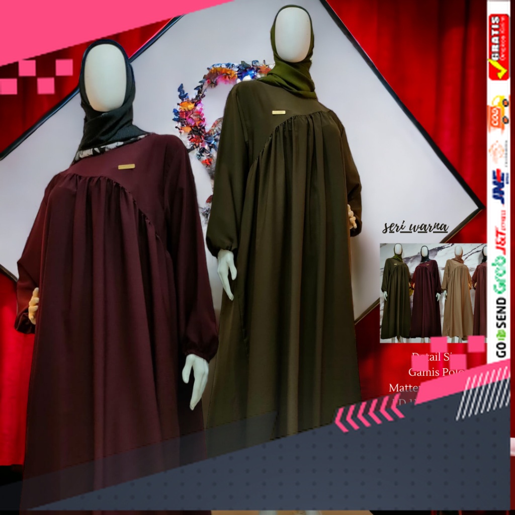 BAJU GAMIS MODEL BARU TERMURAH STYLE TRENDY /Juragan gamis by pastelo INAYA dress polos cantik lembu