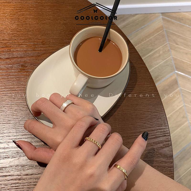 COD❤️Cincin jari telunjuk perhiasan sederhana set tiga potong yang dapat disesuaikan- cl