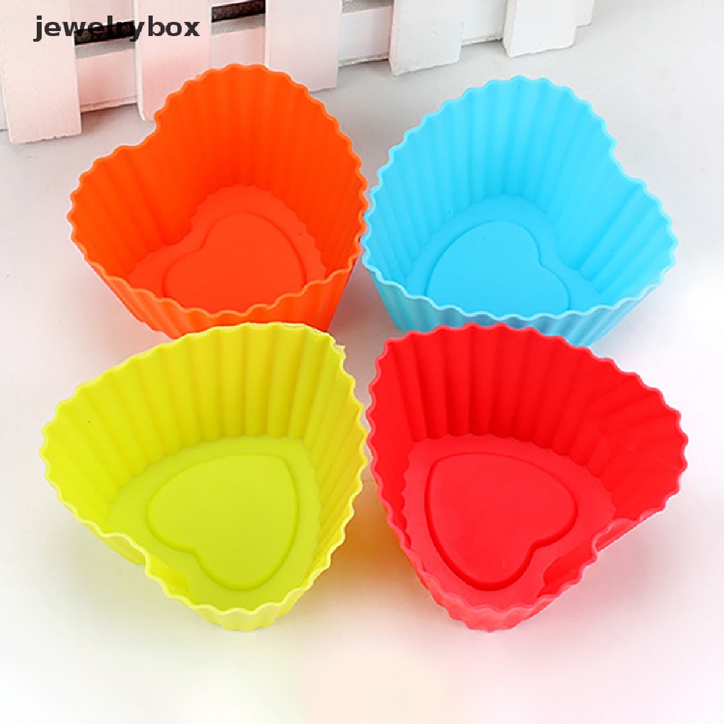 [jewelrybox] 5pcs/set Bunga Silikon Kue Cup Cake Alat Bakeware Baking Cetakan Silikon Butik