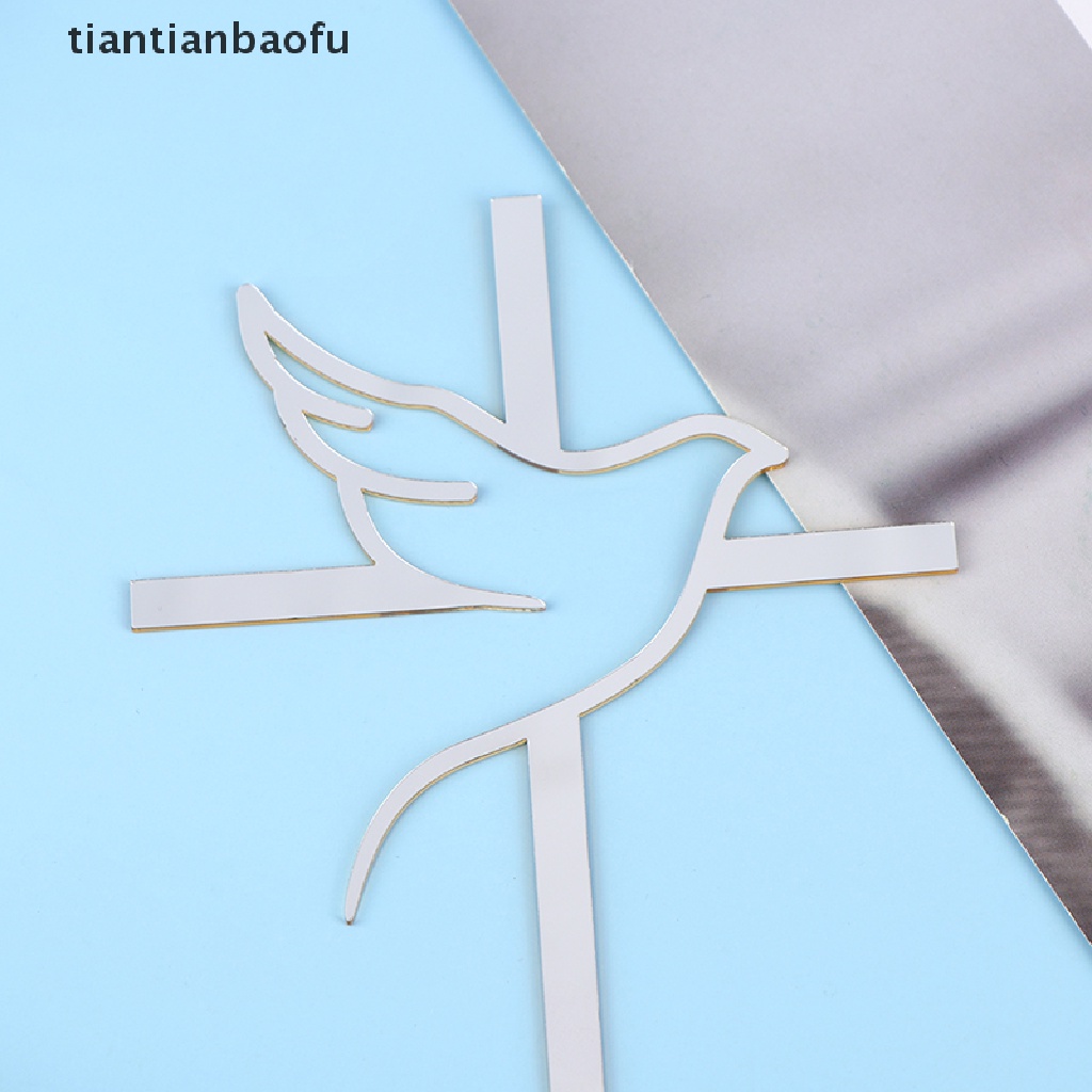 [tiantianbaofu] 1pc Peace Dove Cake Topper Baptisan Kue Komuni Akrilik Dekorasi Ulang Tahun Butik