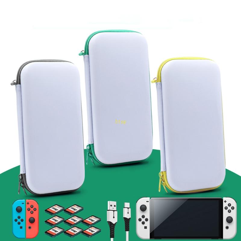 Btsg for Switch OLED Host Portable Hard Storage Bag for Shell Cover Gendong Untuk Case, Tempered Film Dan ThumbStick Grips