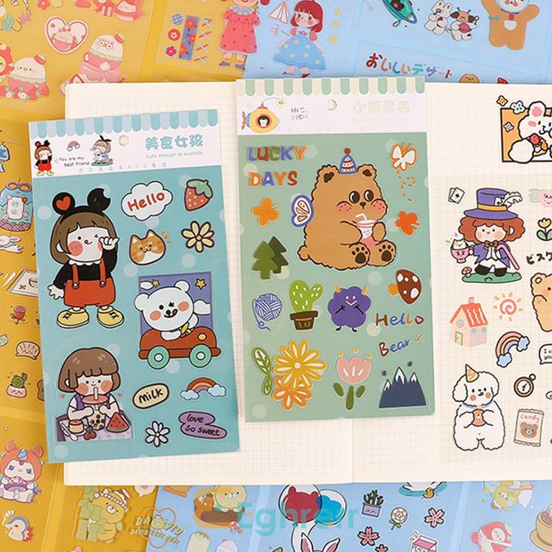 

✨COD-6 lembar stiker lucu kartun beruang pet sticker DIY diary stickers jurnal bujo planner deco stiker hias stickers stationady-EG