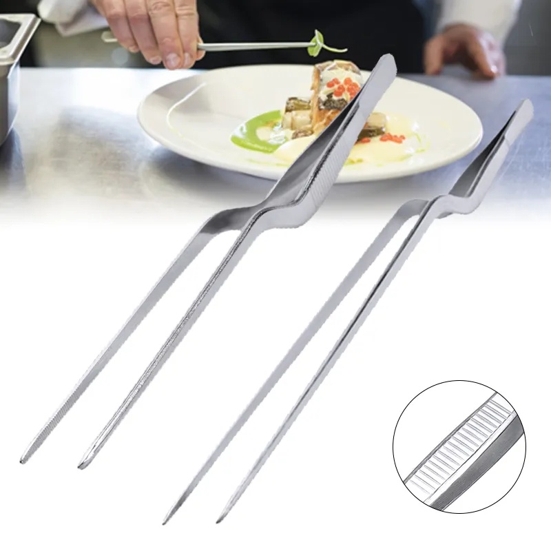 Klip Barbekyu Masak Aksesoris Dapur Rumah Stainless Steel Pinset Makanan Chef Dessert Making Tools Portable Klip Piknik