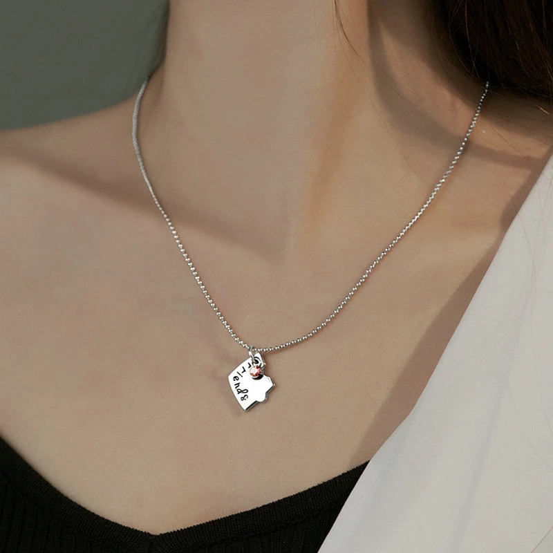 4pcs/set Selamanya Sahabat Hati Paduan Liontin Kalung/Multicolor Berlian Imitasi Persahabatan Perhiasan Aksesoris