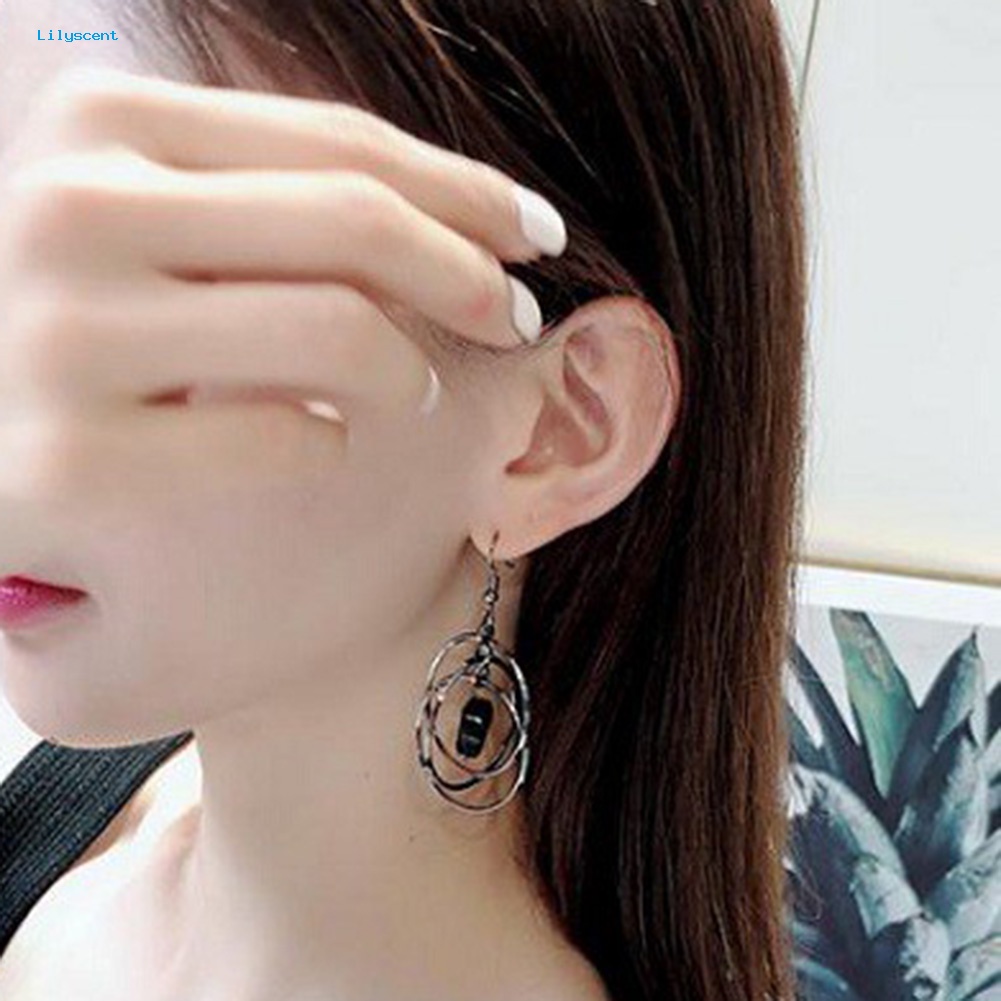 Lilyscent Elegan Geometris Berongga Lingkaran Liontin Kait Anting Wanita Pesta Perhiasan Hadiah