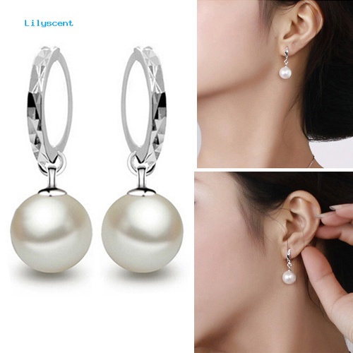 Lilyscent Wanita /'s Elegan Mutiara Imitasi Menjuntai Eardrop Ear Hoop Earrings Perhiasan Pesona