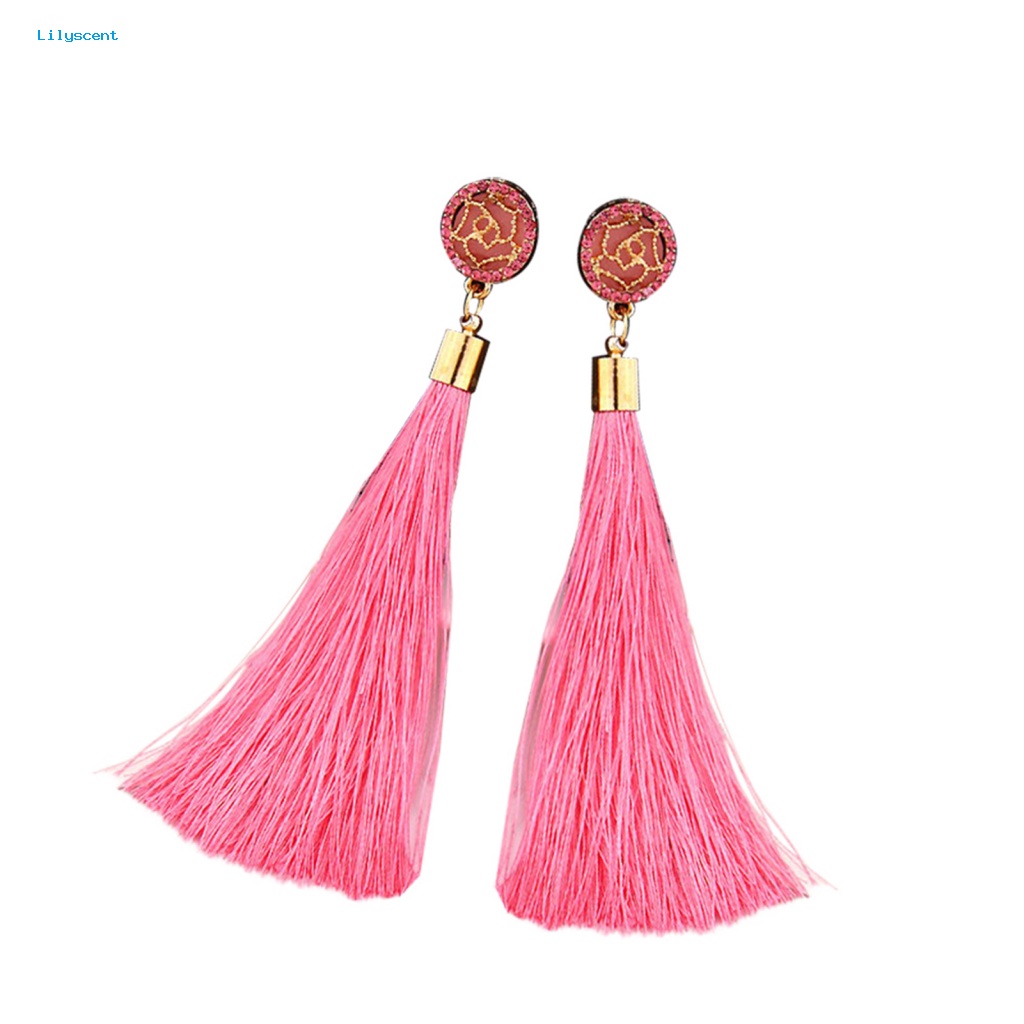 Lilyscent 1pasang Anting Vintage Menjuntai Untuk Club Bohemia Jumbai Earrings Shiny