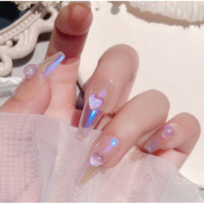 Berbentuk Hati Halus Berkilau Pearly Buatan Kuku/Ins Style Nail Art 3D Stiker Hias Untuk Tips Kuku/Hiasan Kuku DIY Manicure Aksesoris