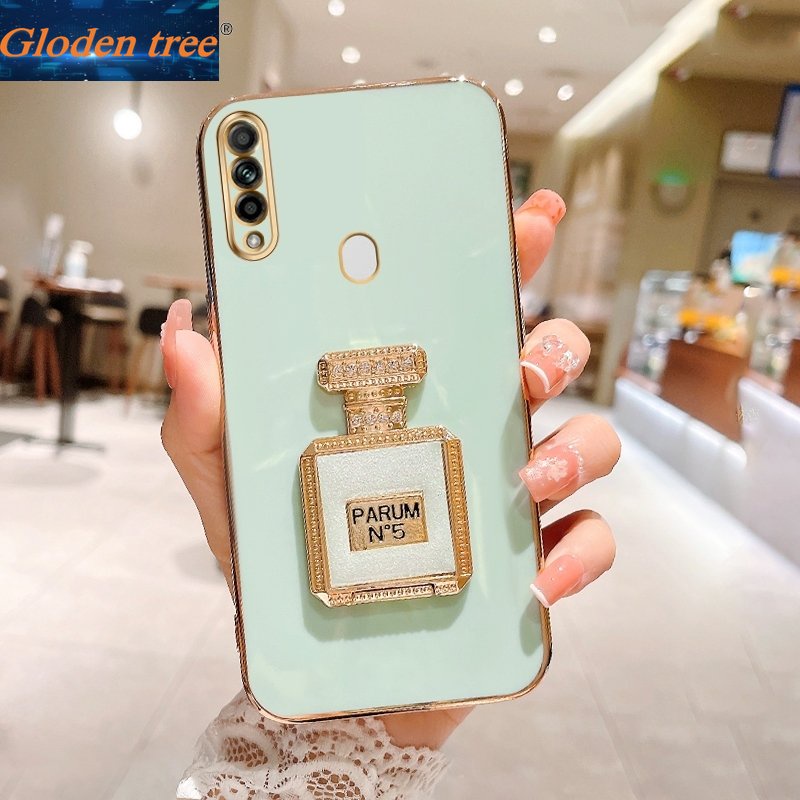 Gloden tree Casing Case Untuk OPPO A31 2020 A33 2020 A36 OPPO A3S Case Dengan Botol Parfum Lipat Kickstand Cakupan Penuh Camera Case