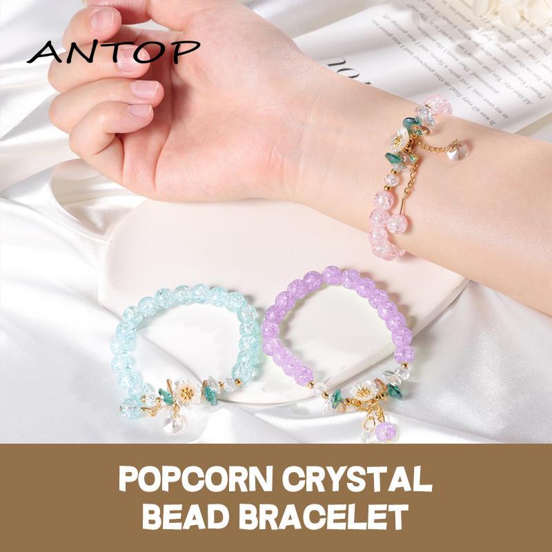 [Antop Termurah] Gelang Transparan Cerah Simple Serbaguna Popcorn Crystal Beaded Bracelet