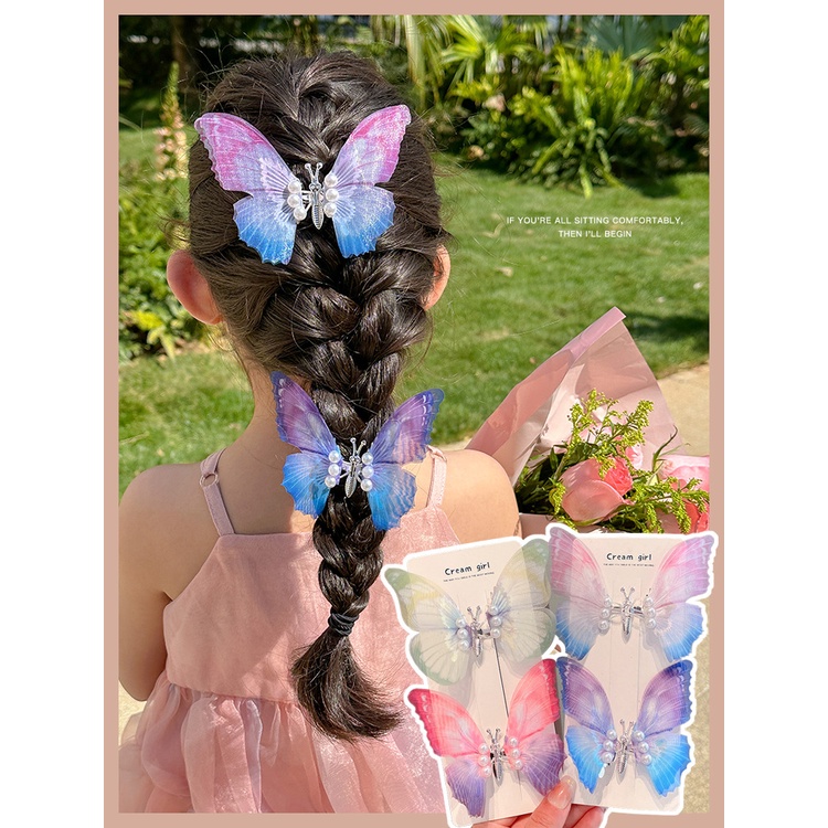 Anak-anak Jepit Rambut Kupu-Kupu Ganda Fashion Lucu Melompat Kupu-Kupu Klip Rambut Gadis Wanita Aksesoris Rambut