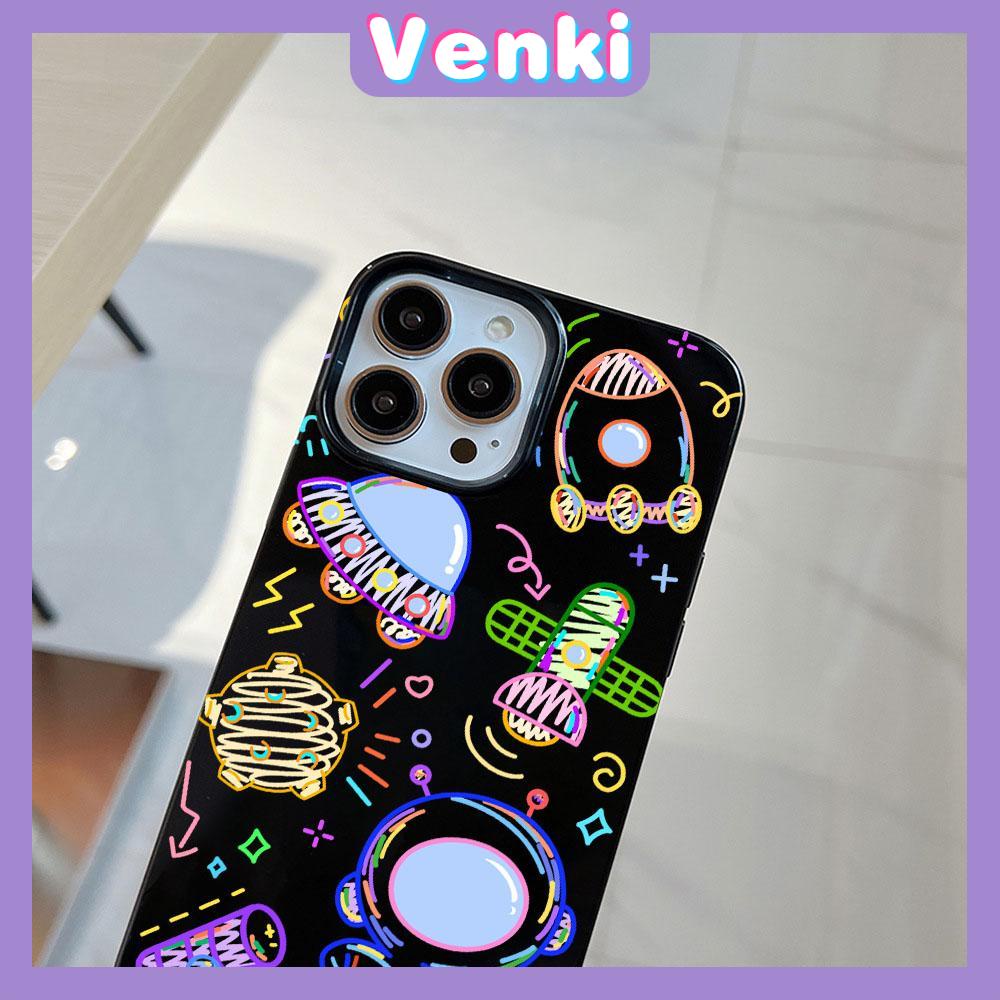 iPhone Case Soft TPU Glossy Black Candy Case Cute Color Graffiti Astronaut Camera Protection Shockproof For iPhone 14 13 12 11 Pro Max 7 8 Plus X XR