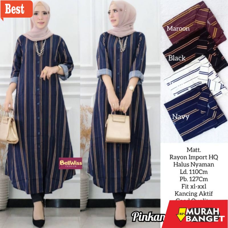 Tunik jumbo terbaru untuk wanita- azaka melisa boba long tunik belwis tunik kotak kotak midi dress r
