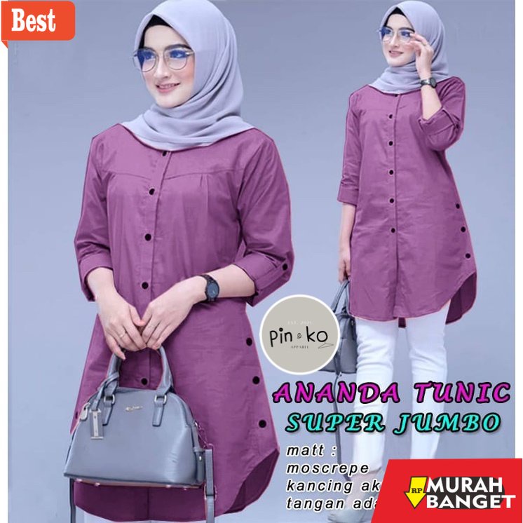 Tunik jumbo terbaru untuk wanita- PIK - Tunik Ananda JUMBO XL, XXL, 3XL /ATASAN MUSLIM/ TUNIK WANITA