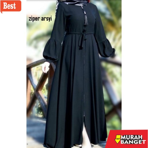 Gaya ala timur tengah di hari raya- Abaya Turkey Hitam Gamis Dress Maxi Arab Saudi Bordir Turki Duba