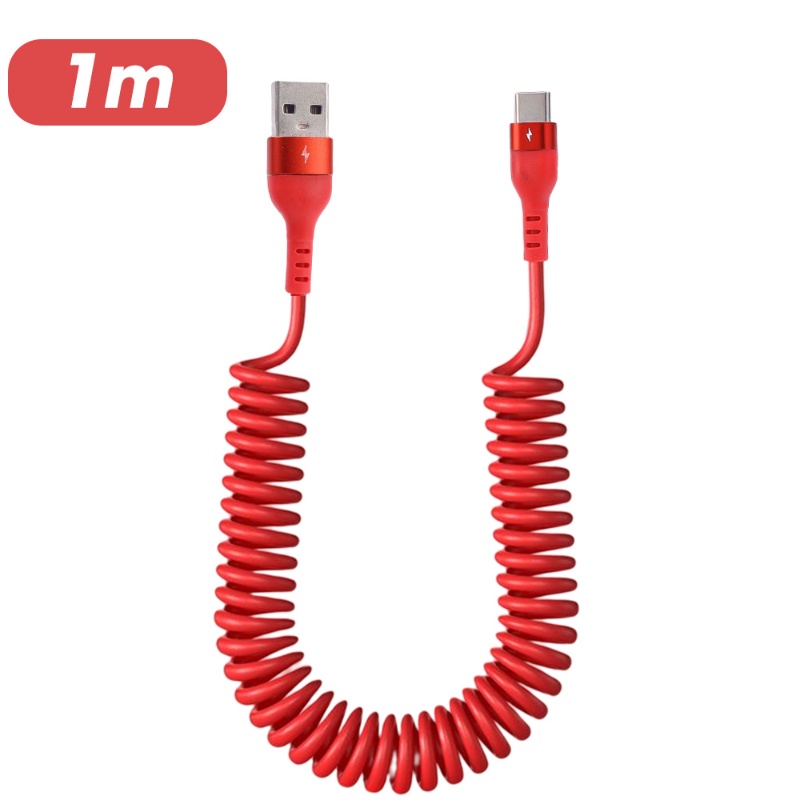 1/1.5m 5A Kabel Pengisian Cepat Ditarik Ponsel Pengisian Aksesoris Portabel Kabel USB Mikro Tipe C Musim Semi Tension Kabel Data