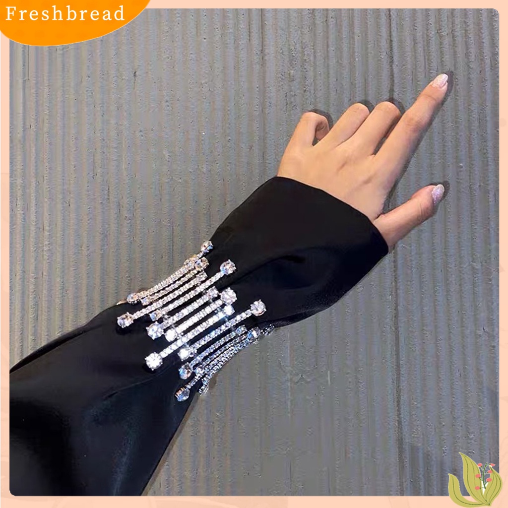 < Freshbread > Manik-Manik Bening Tidak Teratur Dekorasi Sederhana Mewah Gelang Berlebihan Penuh Berlian Imitasi Lebar Gelang Perhiasan Aksesori