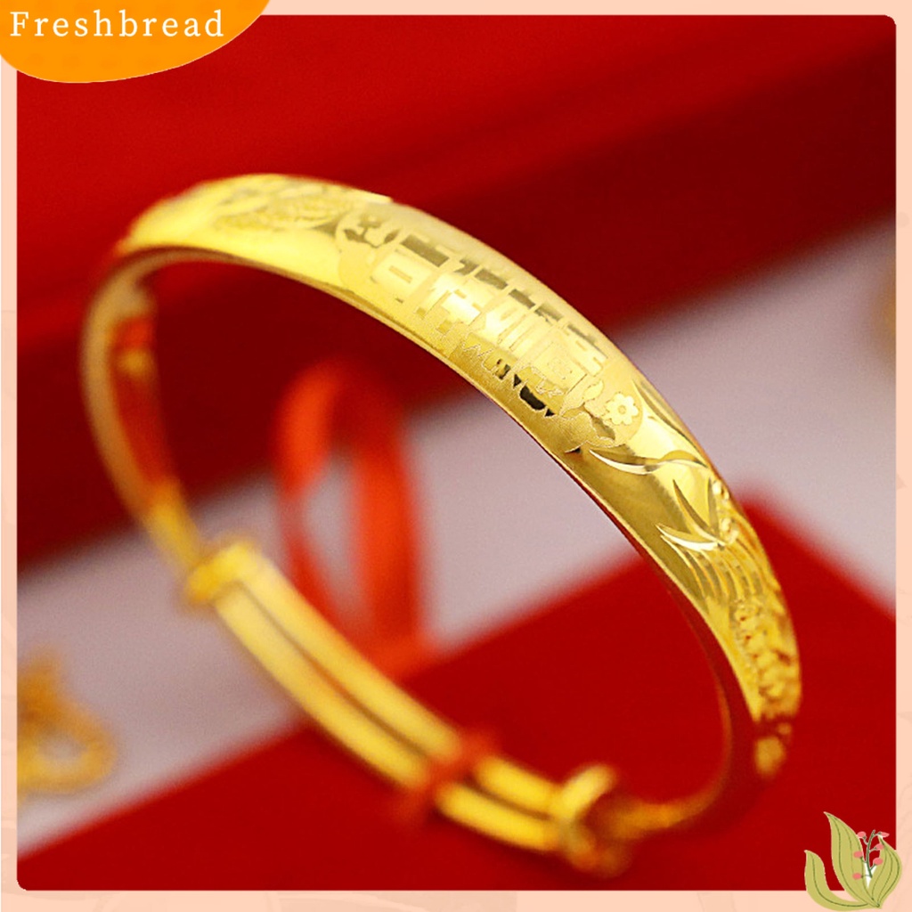 &lt; Freshbread &gt; Charm Gelang Indah Tidak Luntur Adjustable Bangle Warna Emas Untuk Pernikahan