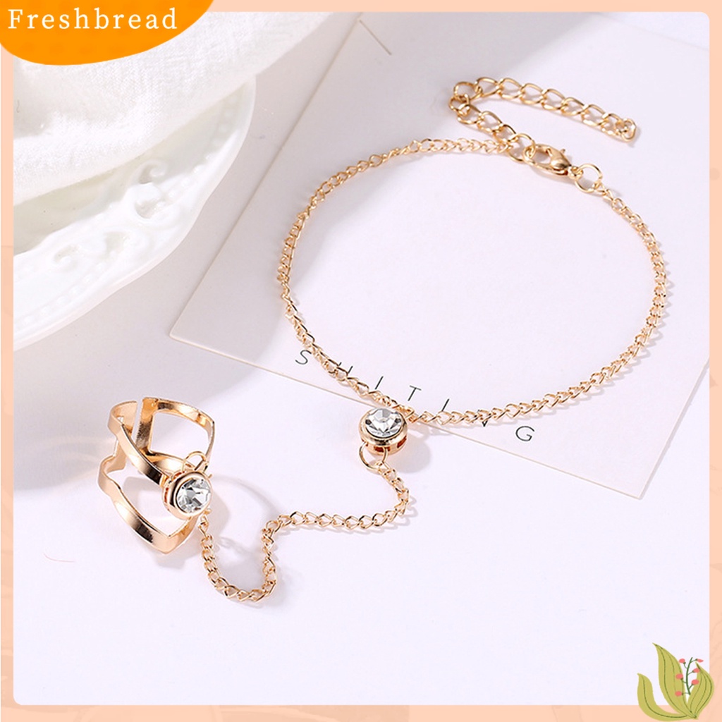 &lt; Freshbread &gt; Wanita Gelang Warna Solid Geometris Panah Bentuk Berlian Imitasi Hias Adjustable Gelang Cincin Perhiasan Perempuan