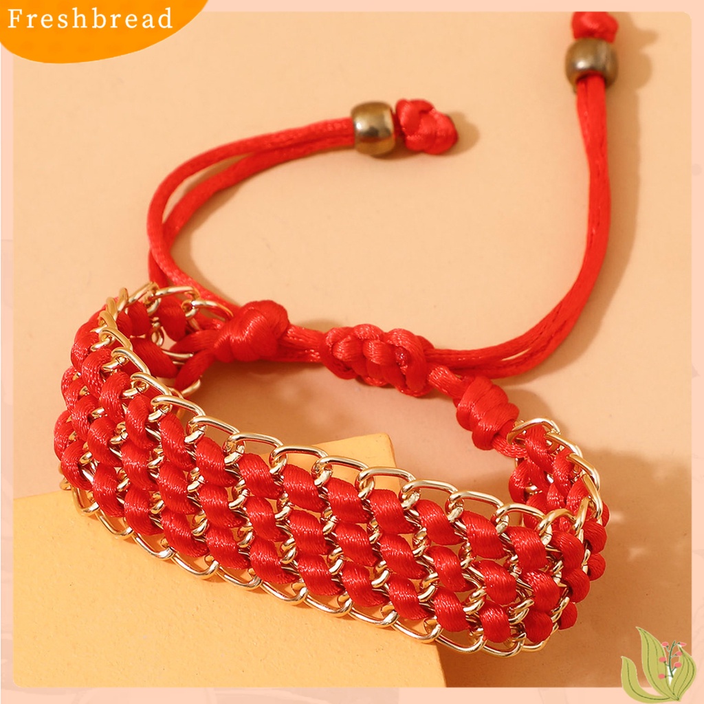 &lt; Freshbread &gt; Gelang Fashion Desain Kepang Geometris Artistik Merah Gelang Pasangan Untuk Dekorasi