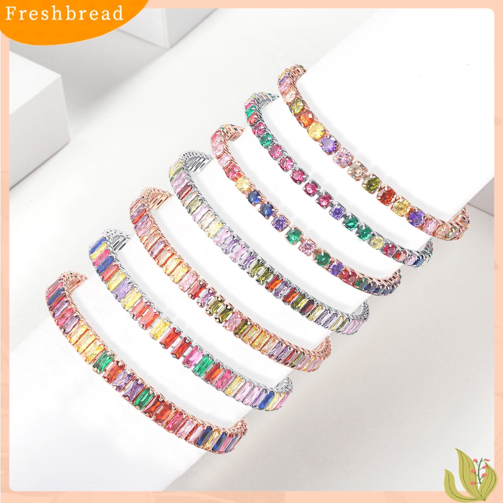 &lt; Freshbread &gt; Gelang Wanita Multicolor Cubic Zirconia Ladies Adjustable Beads Bangle Untuk Pesta