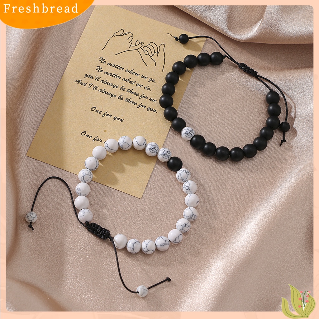 &lt; Freshbread &gt; Gelang Pasangan Manik-Manik Pola Marmer ic Perhiasan Vintage Adjustable Bracelet Jewelry Gifts