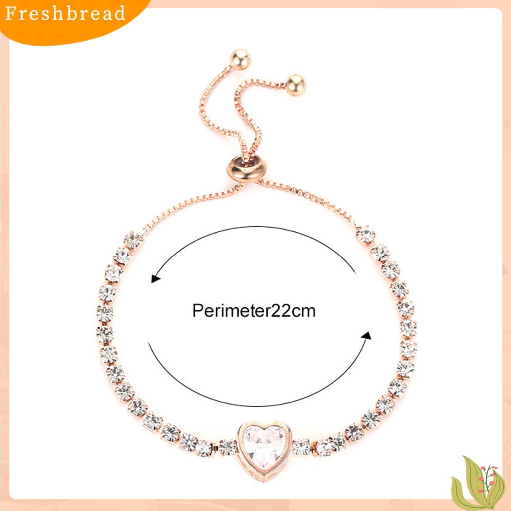 &lt; Freshbread &gt; Gelang Wanita Hati Cubic Zirconia Perhiasan Bersinar Gaya Korea Bangle Untuk Pesta