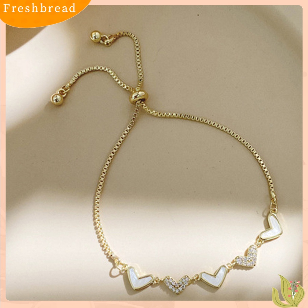 &lt; Freshbread &gt; Wanita Gelang Berlian Imitasi Hias Adjustable Aksesoris Desain Bentuk Hati Bangle Untuk Pesta