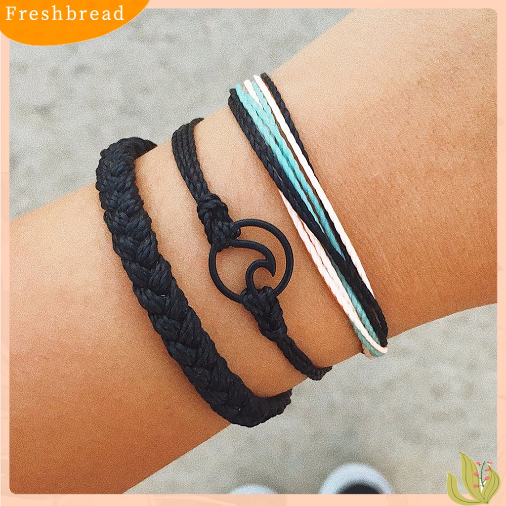 &lt; Freshbread &gt; 3Pcs/Set Gelang Multilayer Bohemia Tali Kepang Gelombang Lingkaran Gelang Tangan Untuk Pacaran